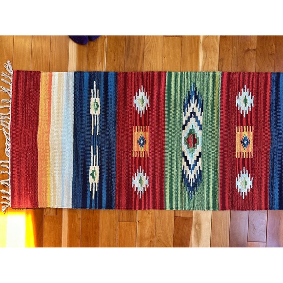 Other - Tappeto Kilim Southwestern‎ Cotton Runner Rug 24x64 Hand Woven Multi Color India